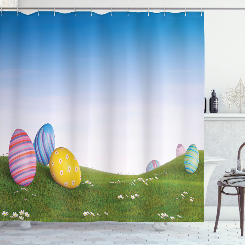 Eggs on the Hills Spring Shower Curtain
