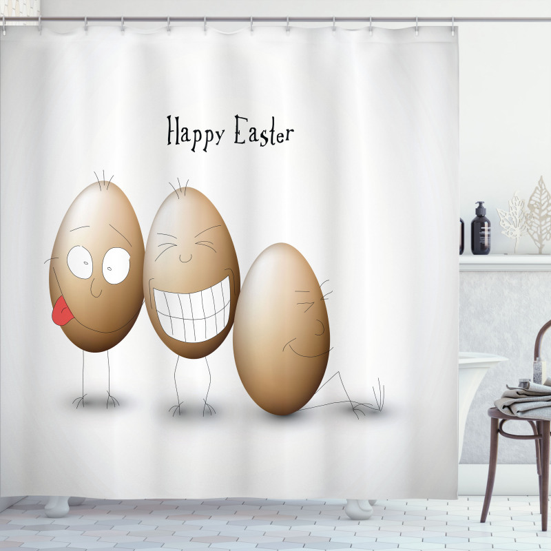 Funny Doodle Style Eggs Shower Curtain