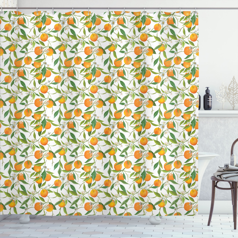 Orange Branch Shower Curtain