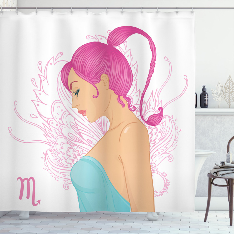 Woman Blue Dress Shower Curtain