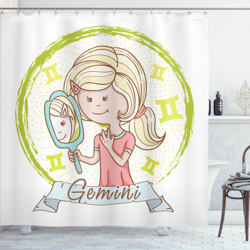 Girl with Mirror Shower Curtain