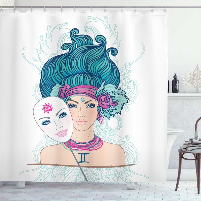 Young Lady Mask Shower Curtain