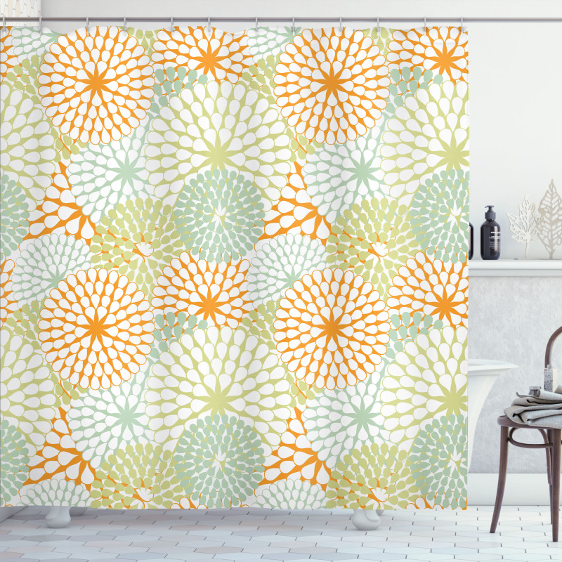 Abstract Retro Flowers Shower Curtain