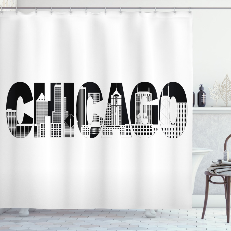 City in Letters Shower Curtain