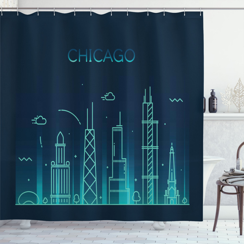 Blue Panorama Shower Curtain