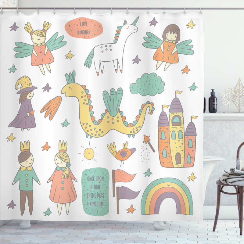 Doodle Dragon and King Shower Curtain