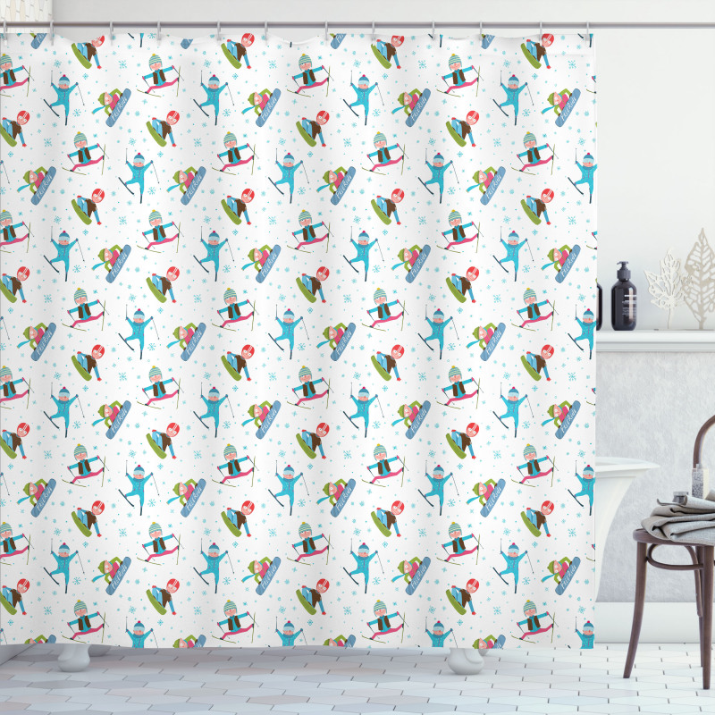 Snowboard and Ski Sport Shower Curtain