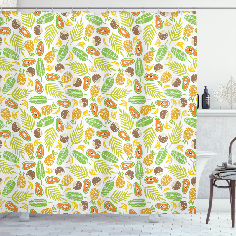 Pineapple Papaya Coconut Shower Curtain