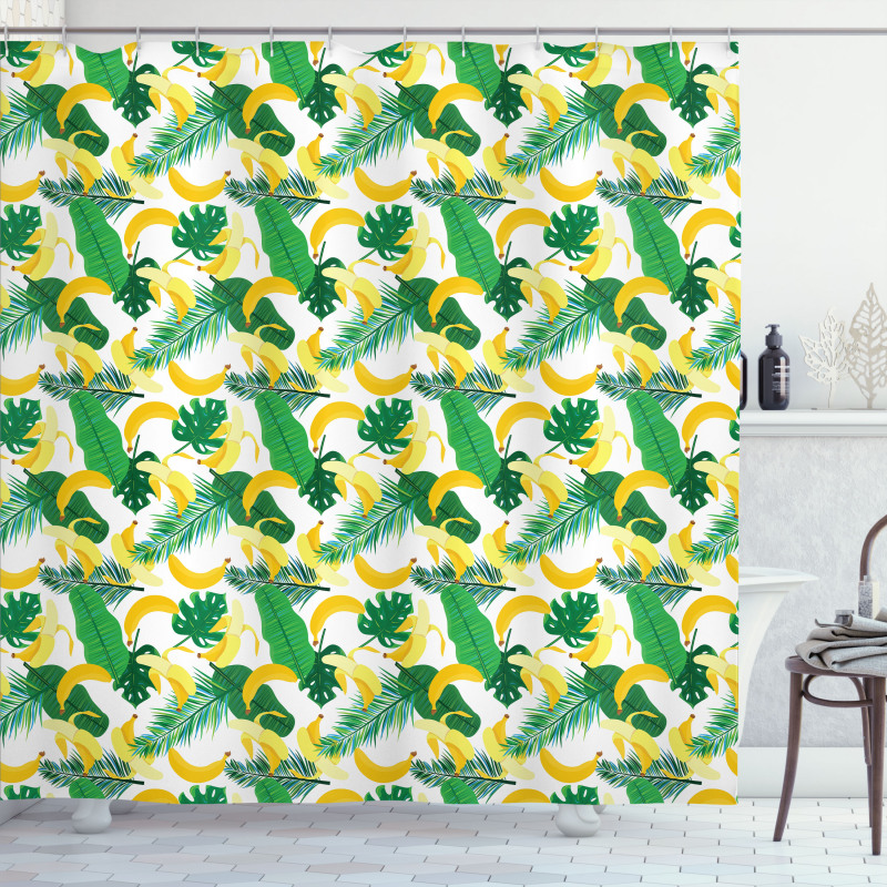 Cartoon Banana Leaves Shower Curtain