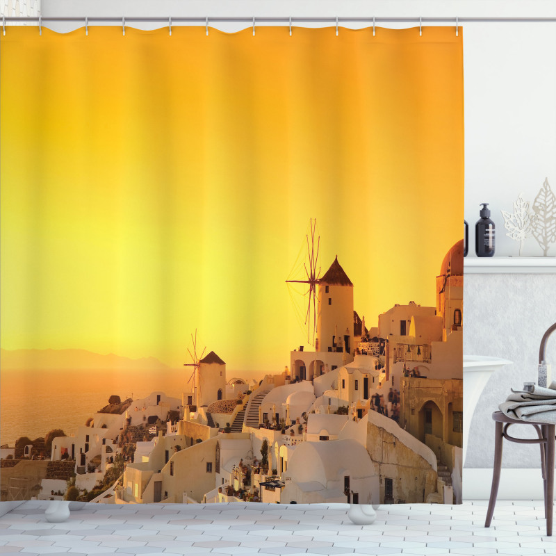Sunset Santorini Vacation Shower Curtain