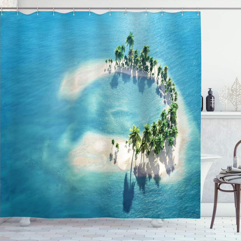 Atoll Palm Trees Ocean Shower Curtain