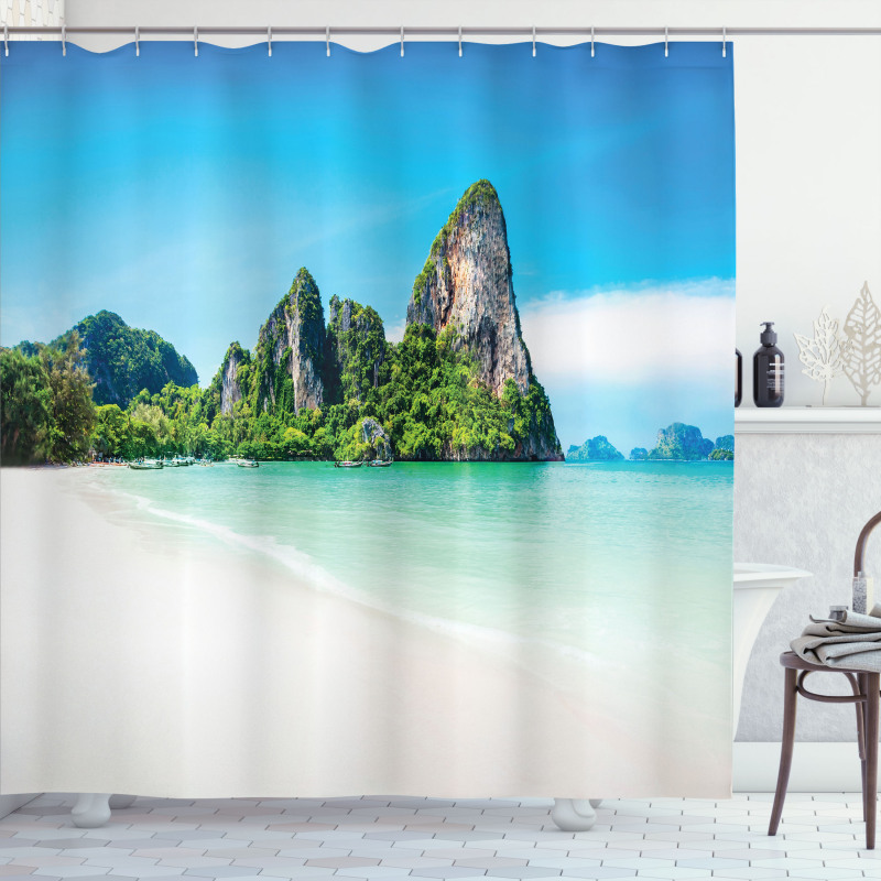 Beach Limestone Rocks Shower Curtain