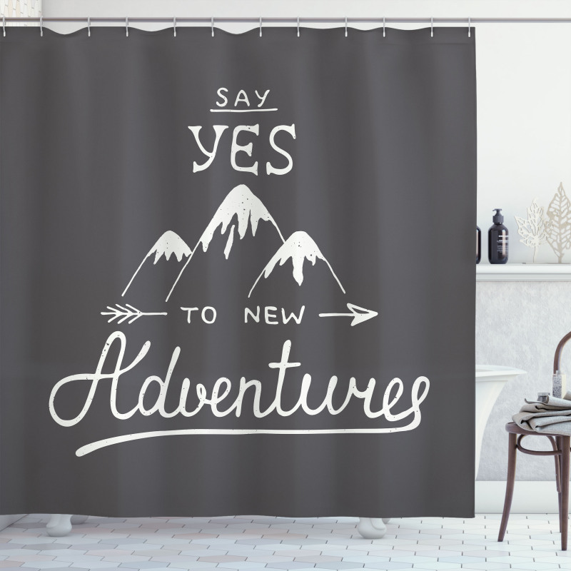 Words and Mountains Shower Curtain