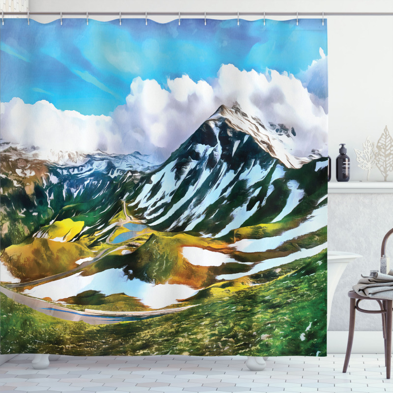 Peaks Covered with Snow Shower Curtain