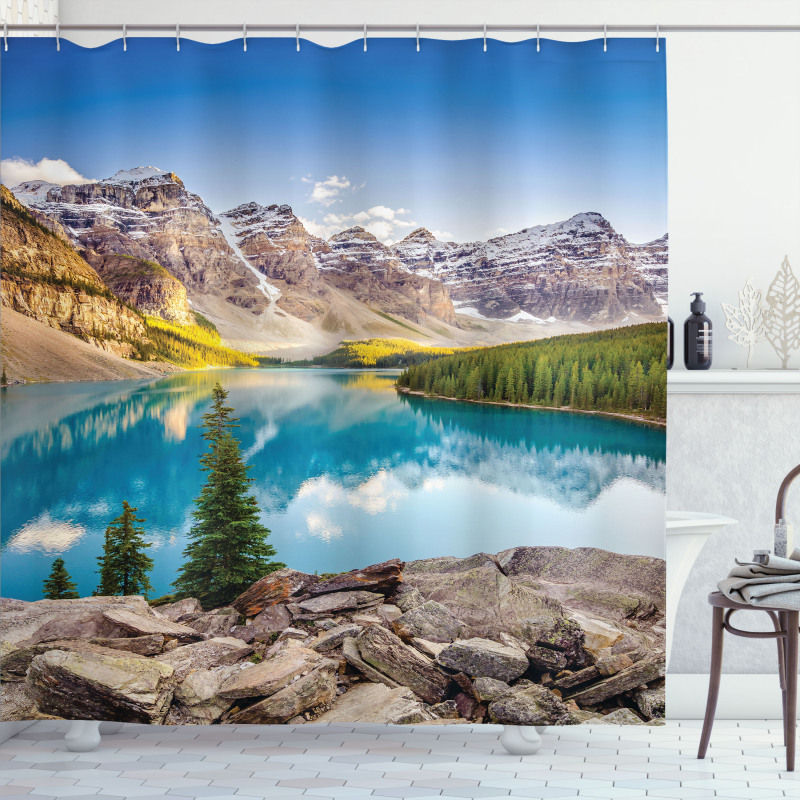 Moraine Lake Sunset Shower Curtain