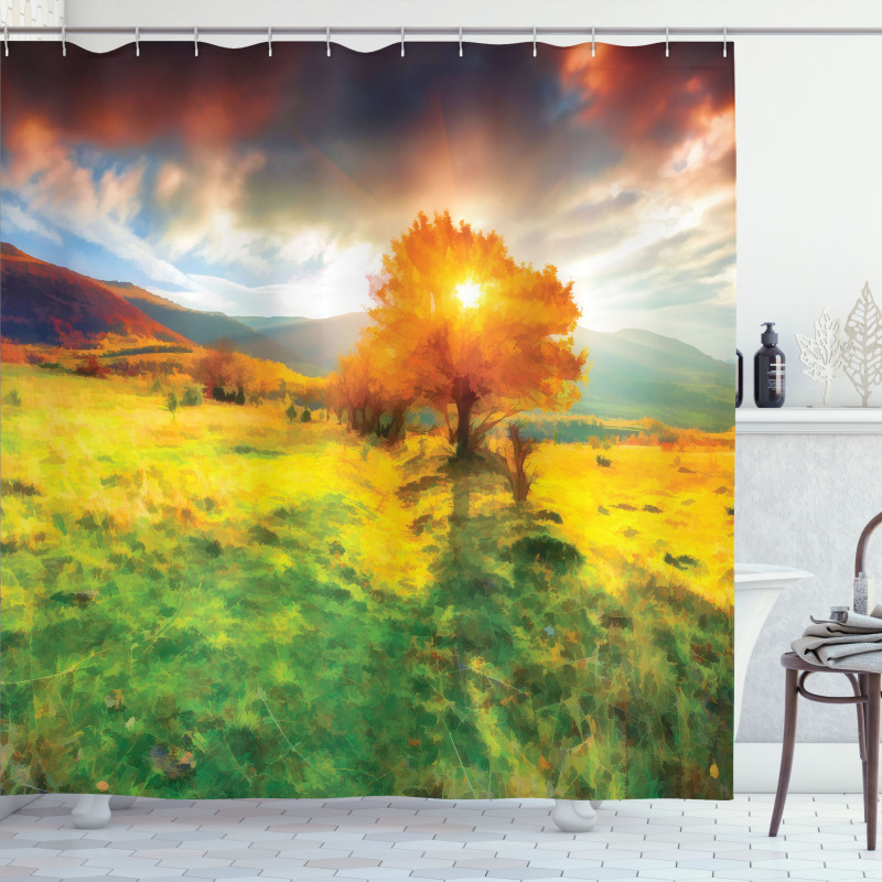 Fall Season Mountains Shower Curtain