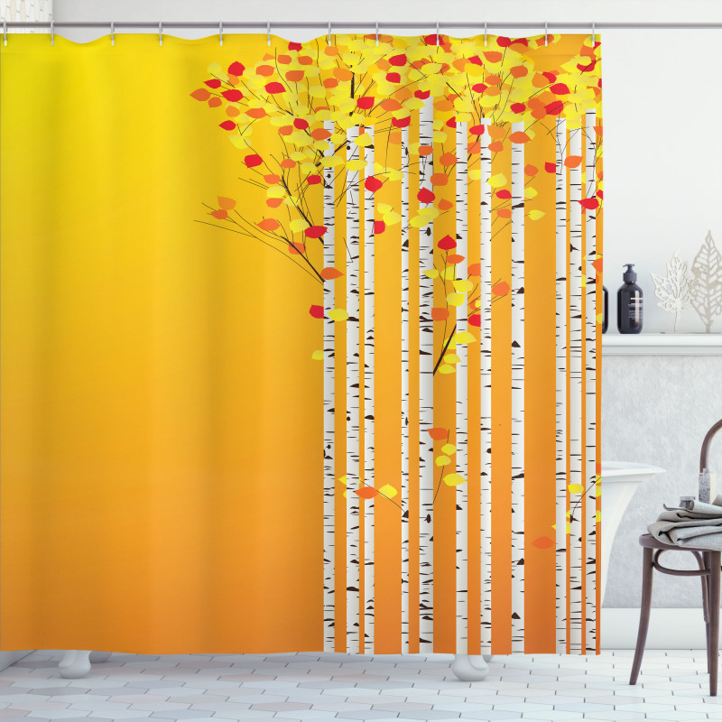 Autumn Season Birch Foliage Shower Curtain