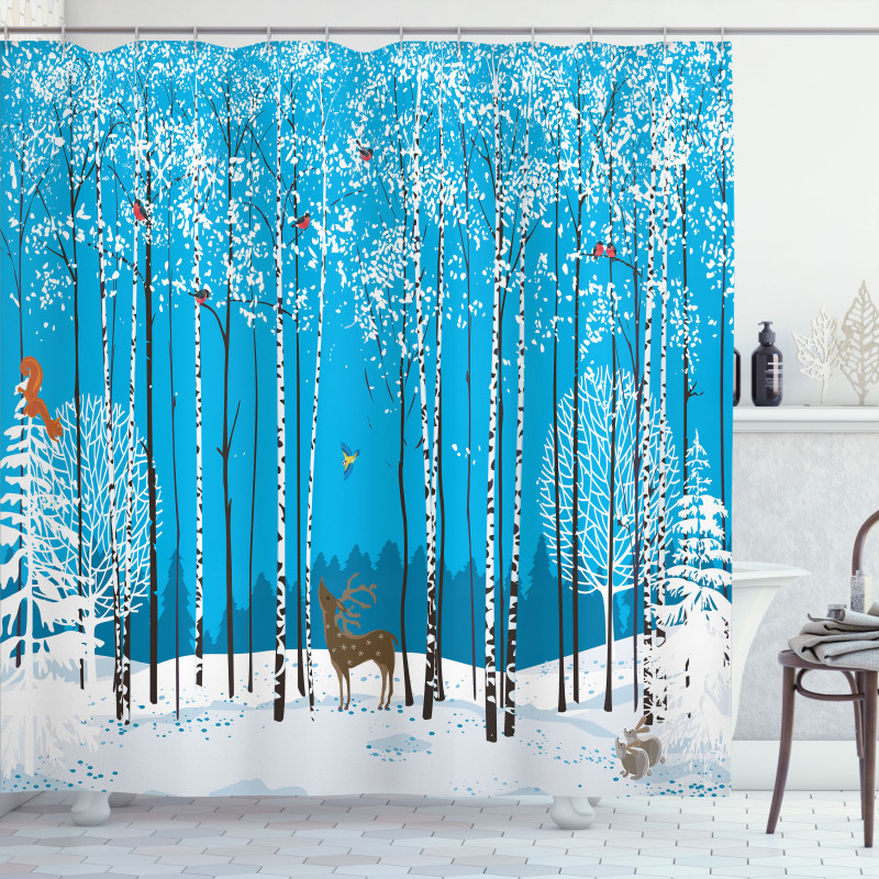 Flock of Bullfinches Shower Curtain