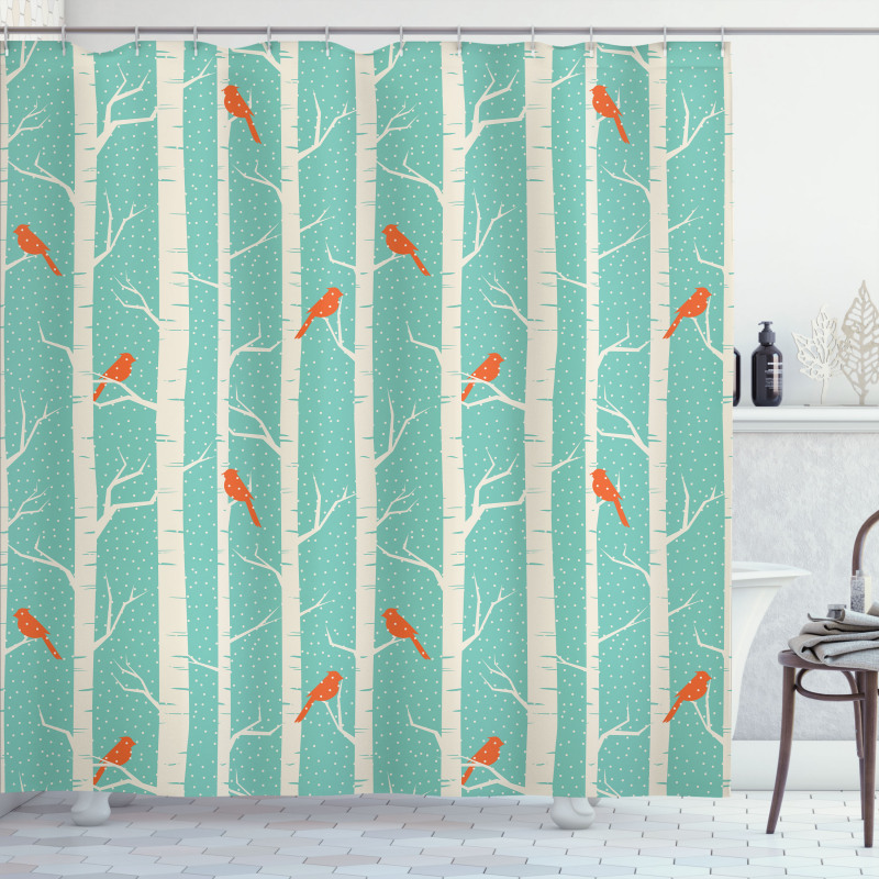 Dotted Tree and Birds Shower Curtain