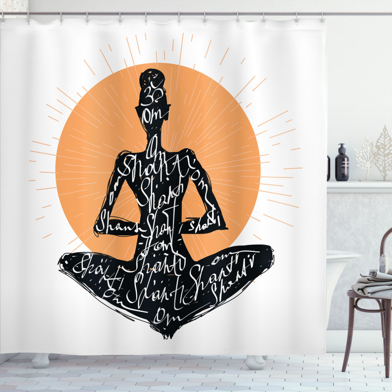 Meditating Lady Lotus Shower Curtain