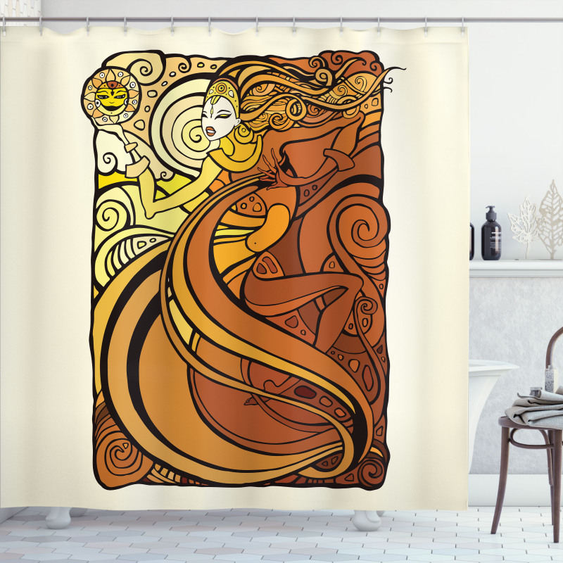 Woman with Sun Shower Curtain