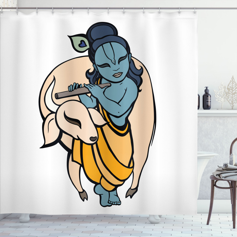 Ancient Character Playing Shower Curtain