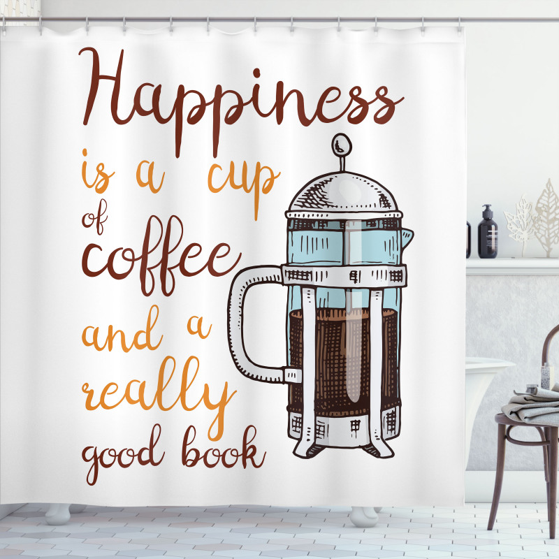 French Press and Words Shower Curtain