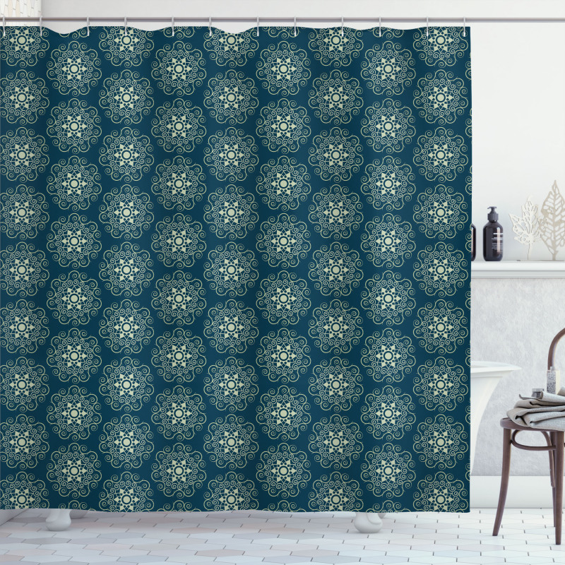 Vintage Geometric Swirls Shower Curtain
