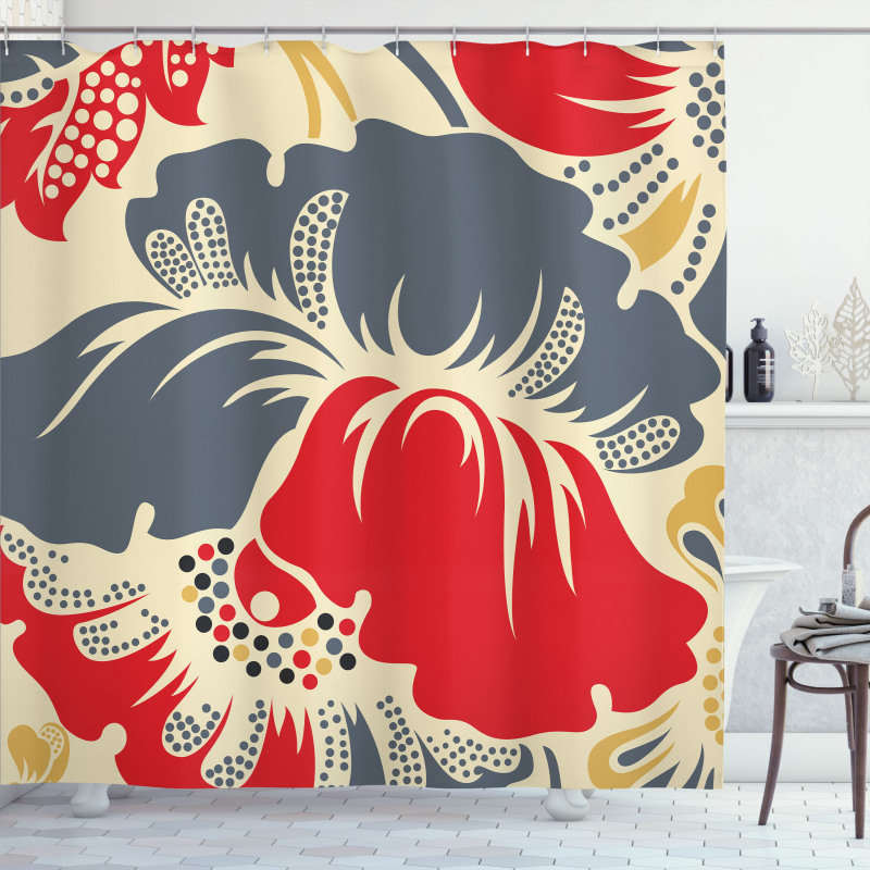 Abstract Chinese Floral Shower Curtain