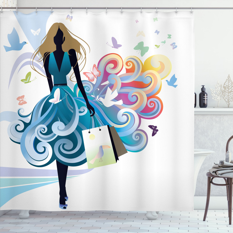 Shopping Woman Art Shower Curtain