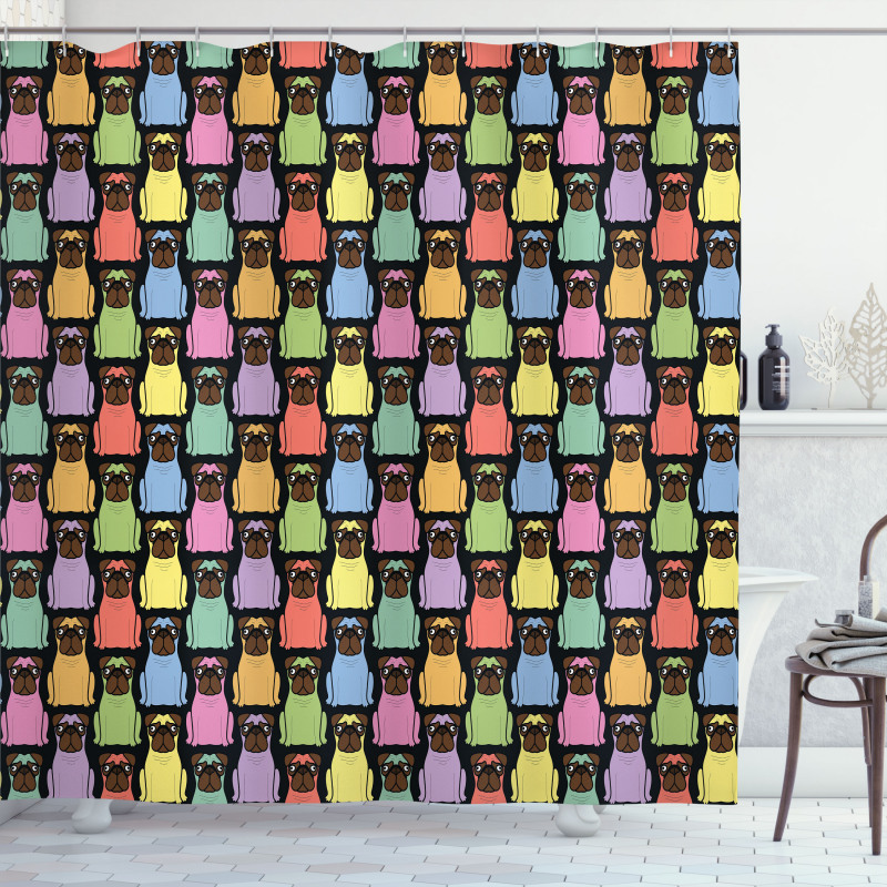 Colorful Cartoon Dogs Shower Curtain