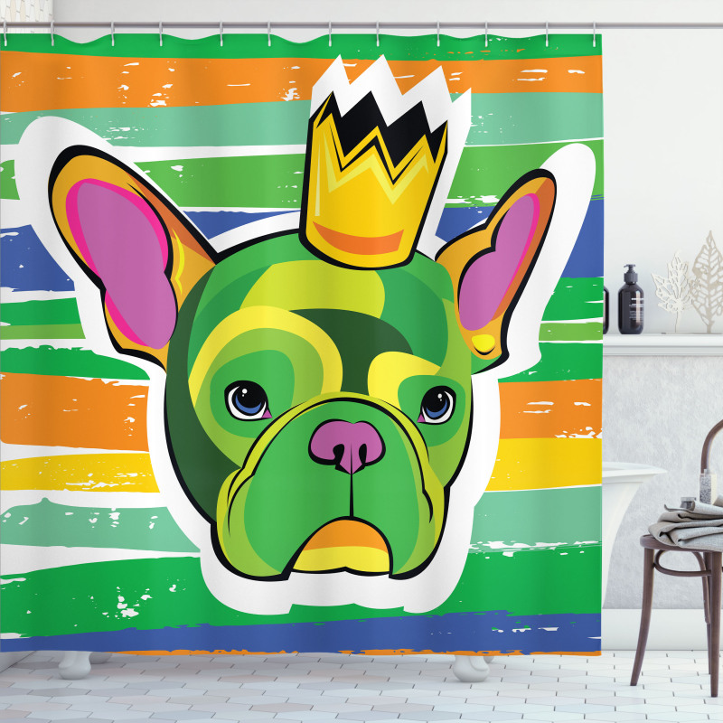 Crowned Dog Colorful Shower Curtain