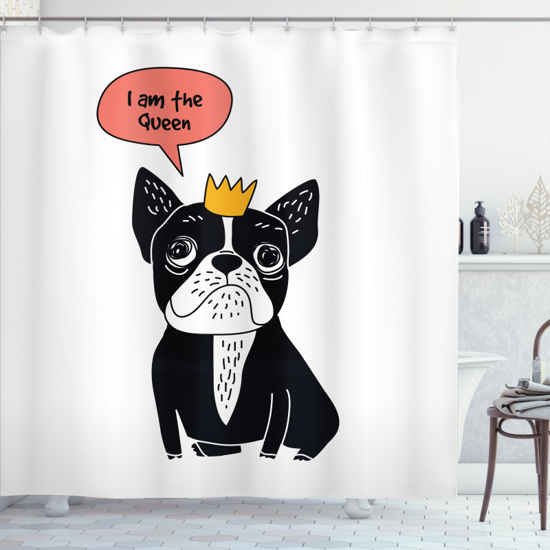 Queen Puppy with Crown Shower Curtain