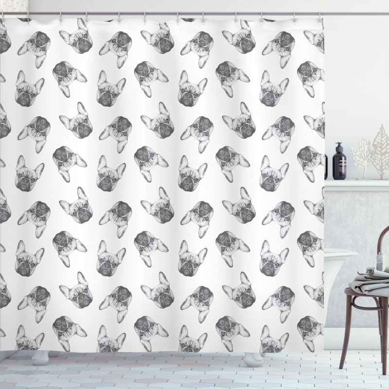 Monochrome Sketch Faces Shower Curtain