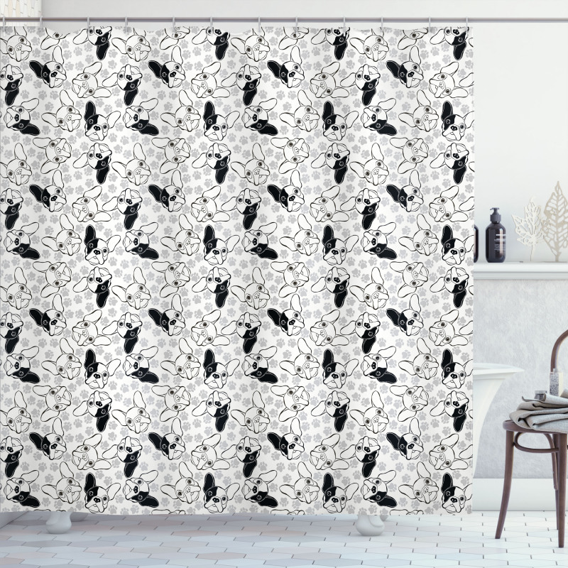 Doodle Faces Pawprints Shower Curtain