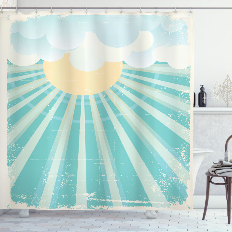 Sun Rays Clouds Shower Curtain