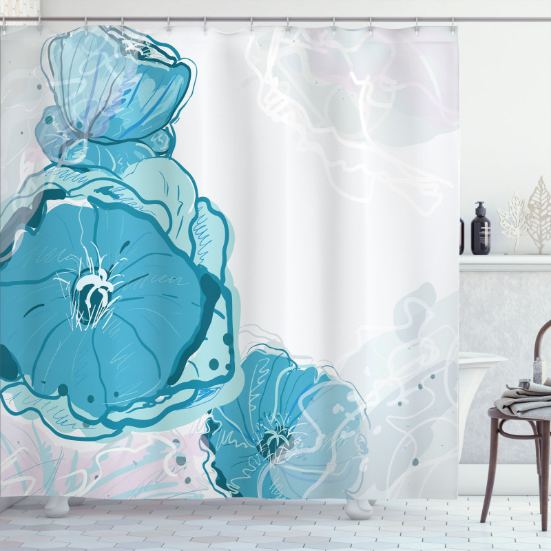 Blue Spring Blossoms Shower Curtain