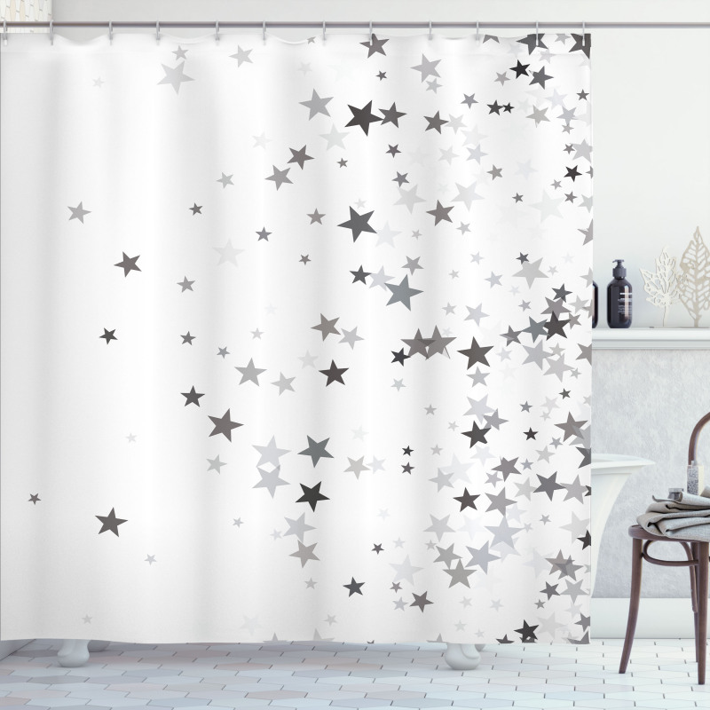 Grey Stars Celebration Shower Curtain