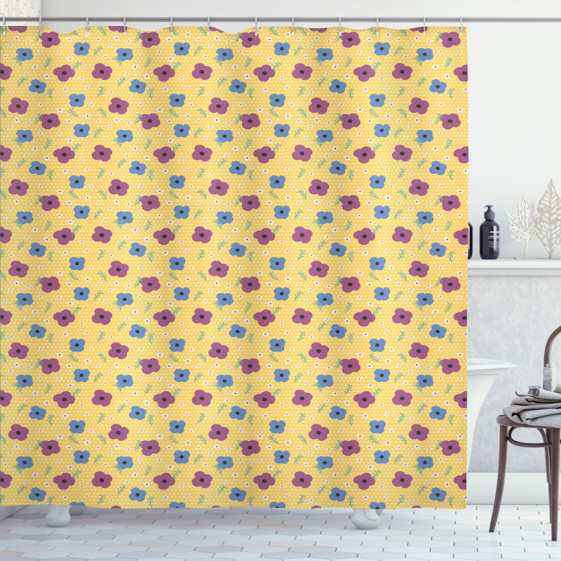 Blooming Doodle Petals Shower Curtain