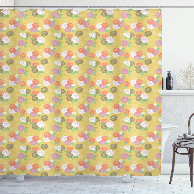 Colorful Rose Bloom Shower Curtain