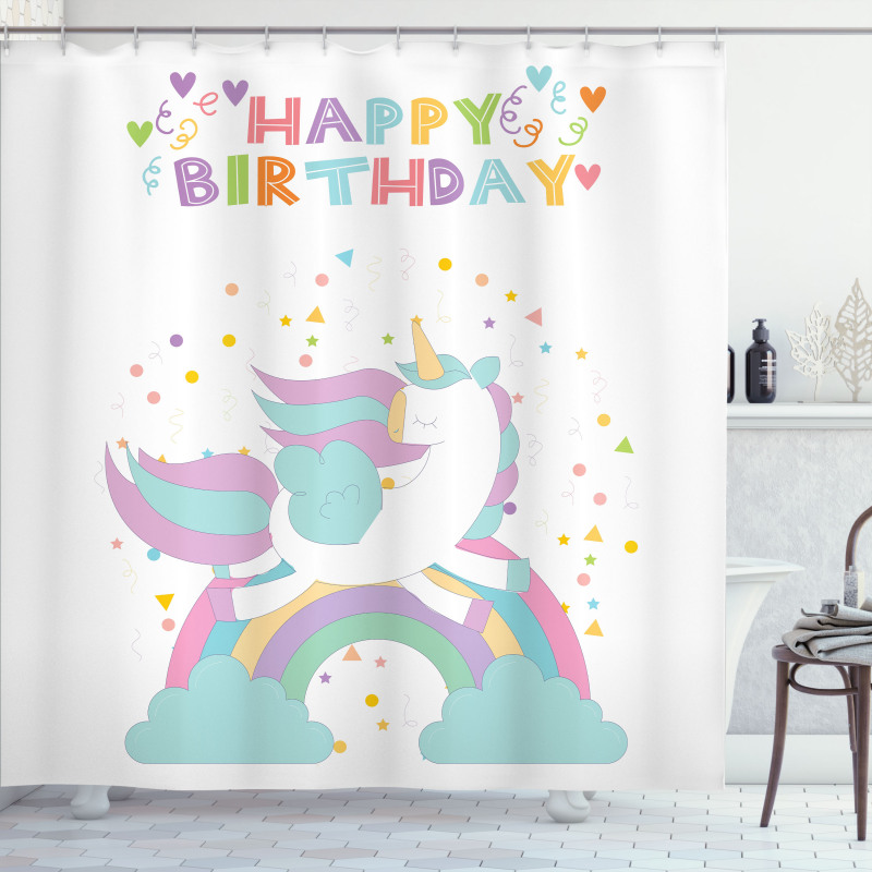 Horse with Rainbow Shower Curtain