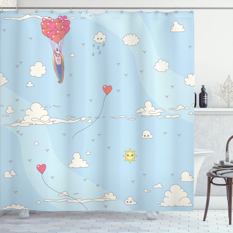 Balloons in Sky Shower Curtain