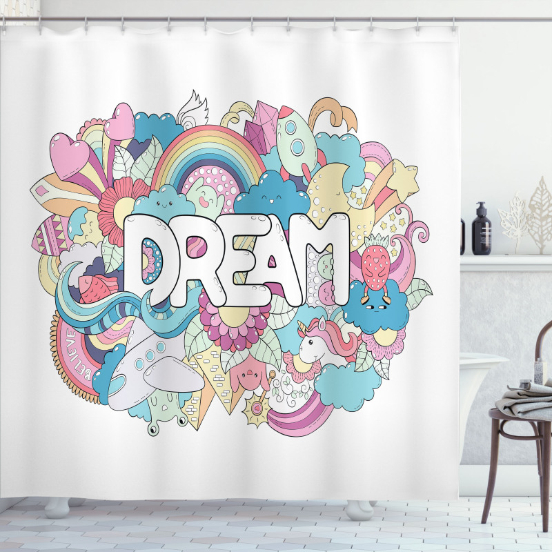 Childish Lettering Shower Curtain