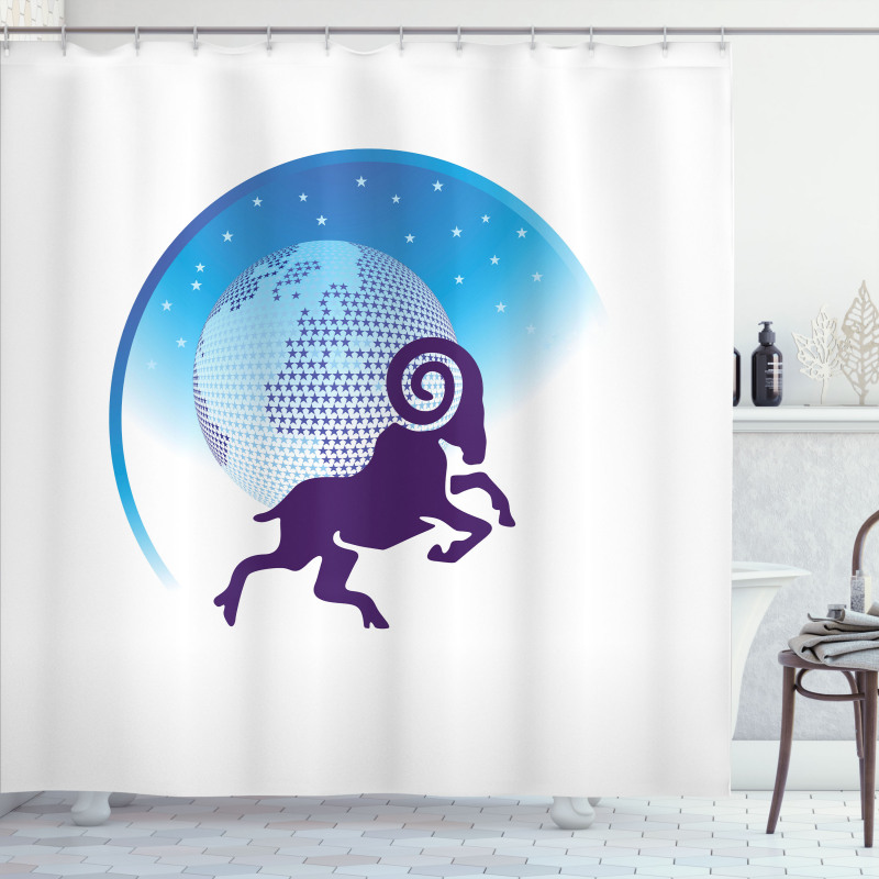 Globe Stars Goat Shower Curtain