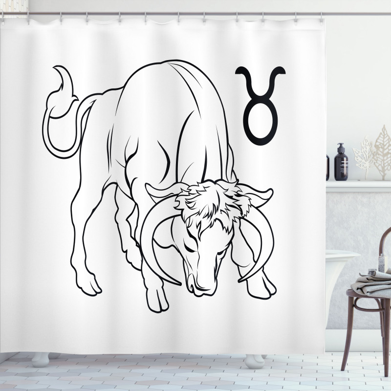 Hand Drawn Bull Shower Curtain