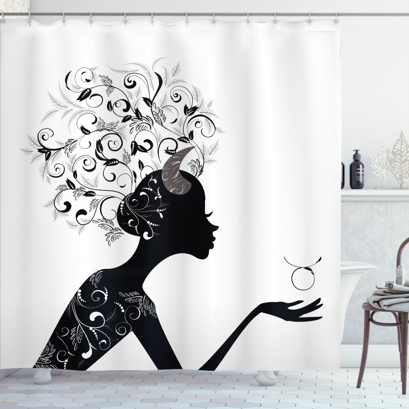 Floral Black Girl Shower Curtain
