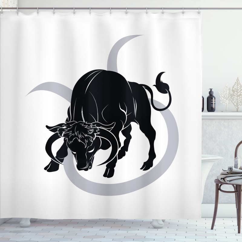 Black Ox and Sign Shower Curtain