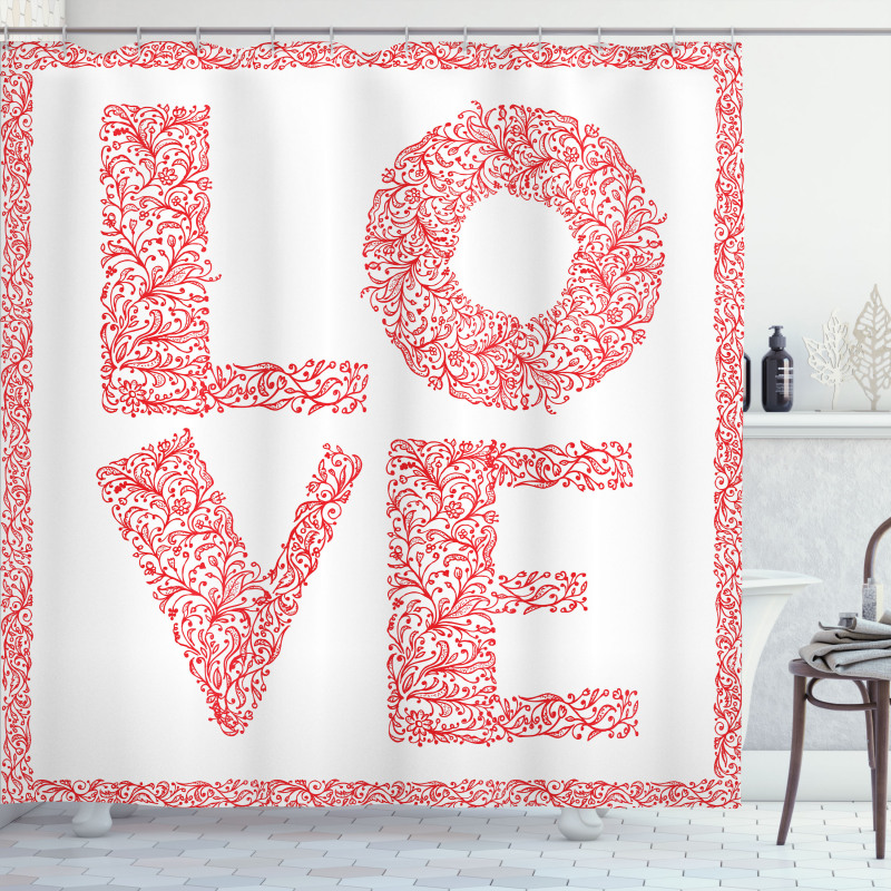 Floral Valentines Day Shower Curtain