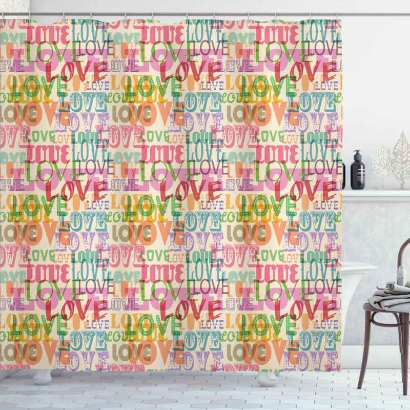 Colorful Romantic Engagement Shower Curtain