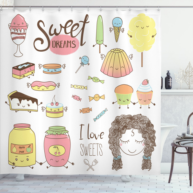 Girl with Sweets Shower Curtain